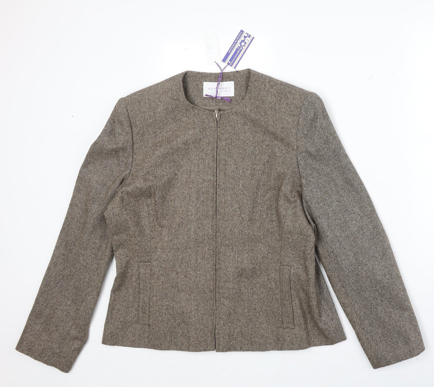 Autonomy Womens Grey Jacket Blazer Size 14 Zip