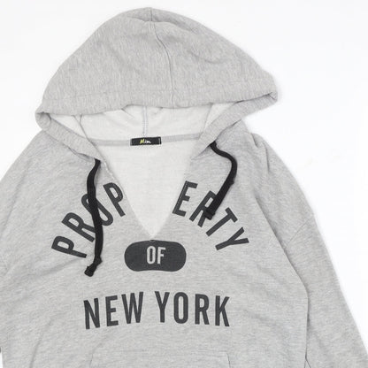 MiM Womens Grey Polyester Pullover Hoodie Size L Pullover