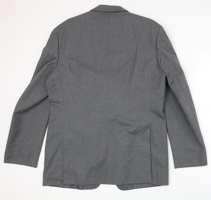 Mens UK Size 44 Pinstripe Regular Grey Suit Jacket