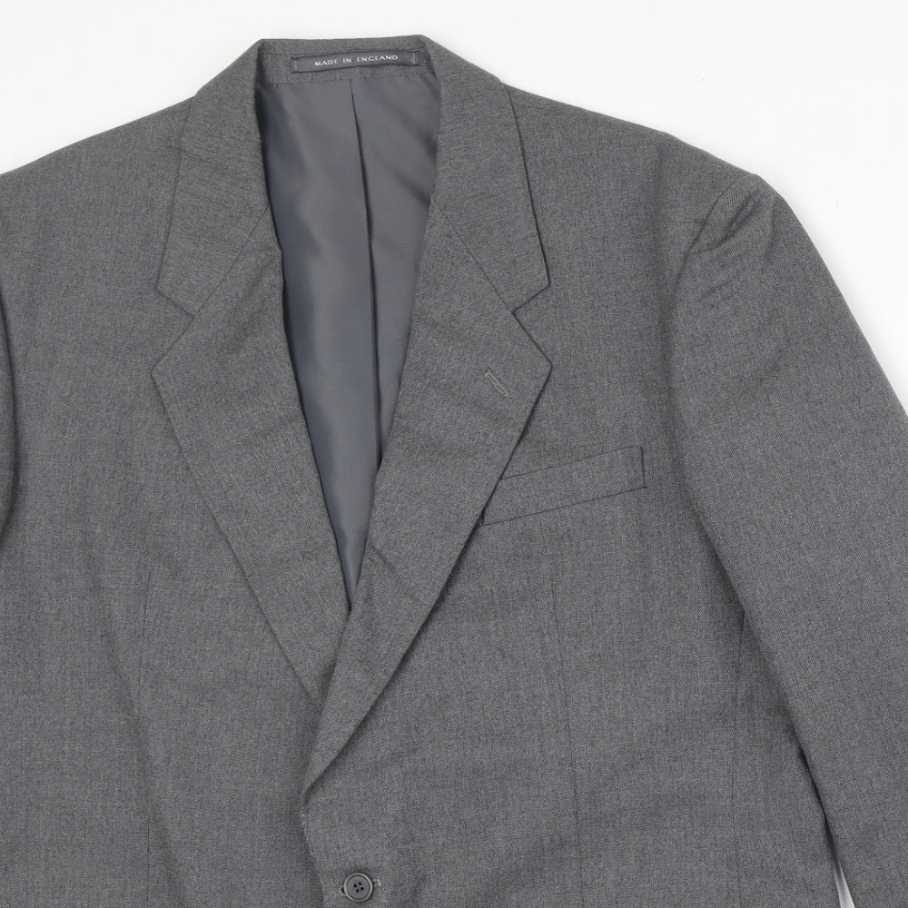 Mens UK Size 44 Pinstripe Regular Grey Suit Jacket