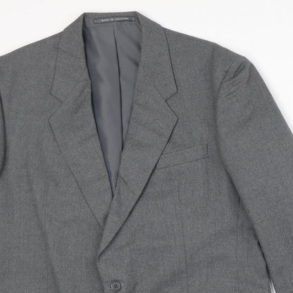 Mens UK Size 44 Pinstripe Regular Grey Suit Jacket
