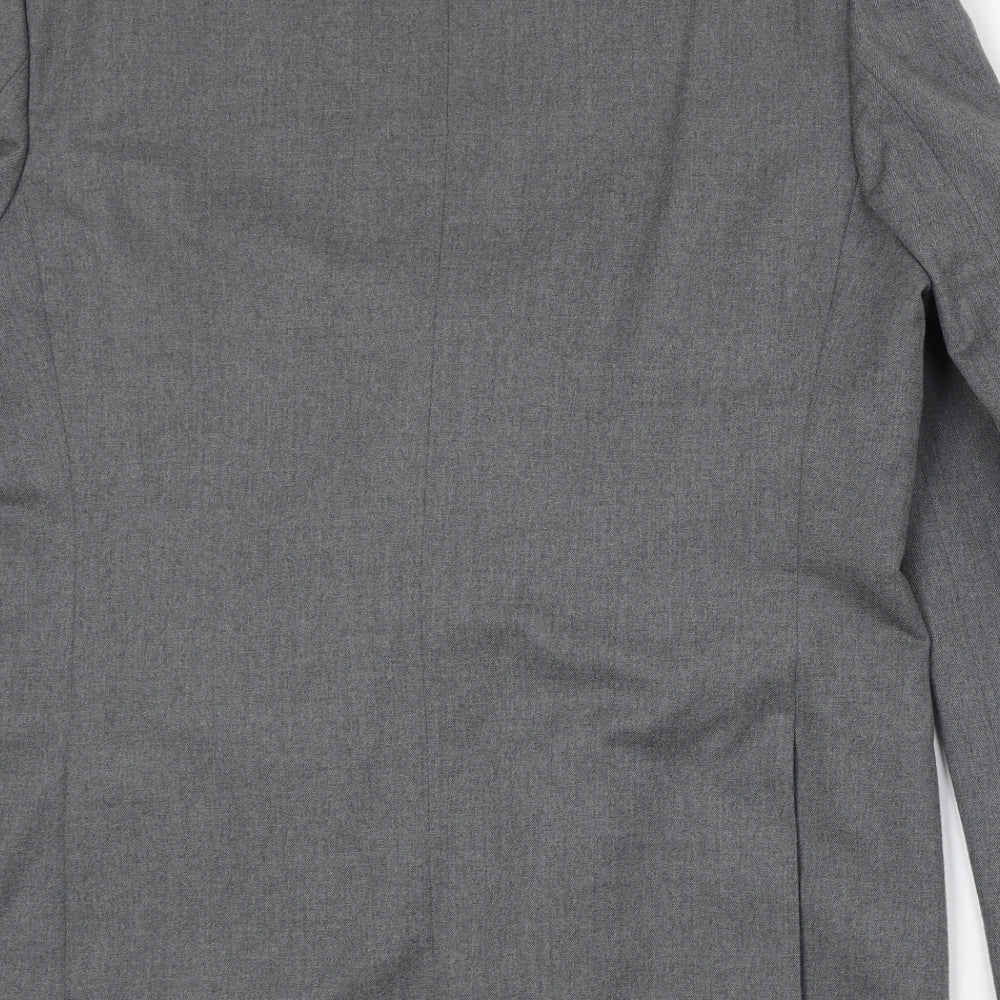 Mens UK Size 44 Pinstripe Regular Grey Suit Jacket