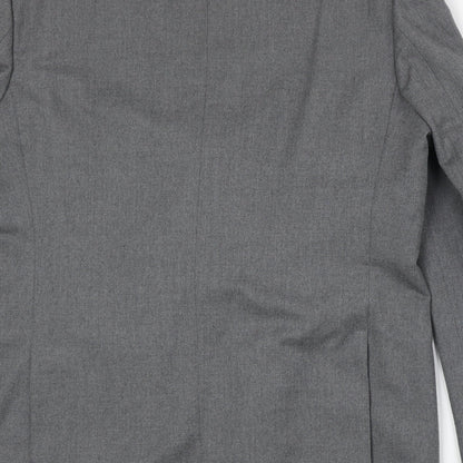 Mens UK Size 44 Pinstripe Regular Grey Suit Jacket