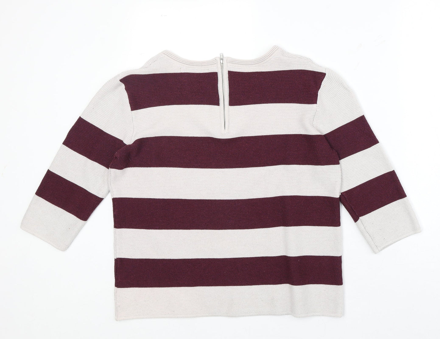 George Womens Red Round Neck Striped Polyester Pullover Jumper Size 12