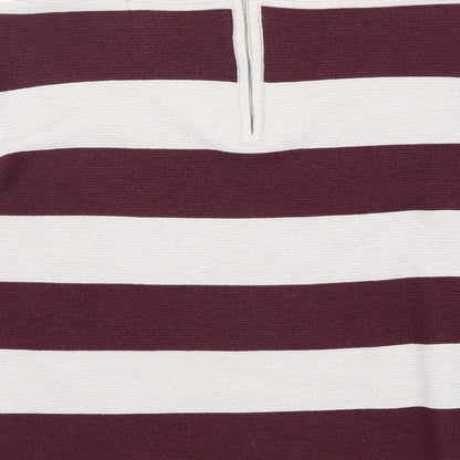 George Womens Red Round Neck Striped Polyester Pullover Jumper Size 12