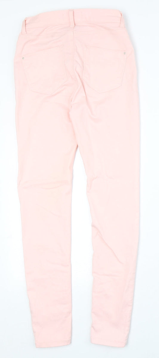 Dorothy Perkins Womens Pink Cotton Skinny Jeans Size 6 Regular Zip