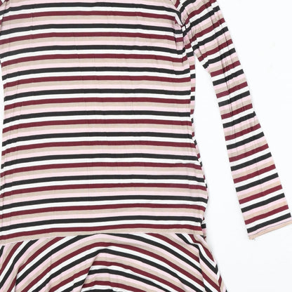 Boohoo Womens Multicoloured Striped Polyester Trapeze & Swing Size 8 Round Neck Pullover