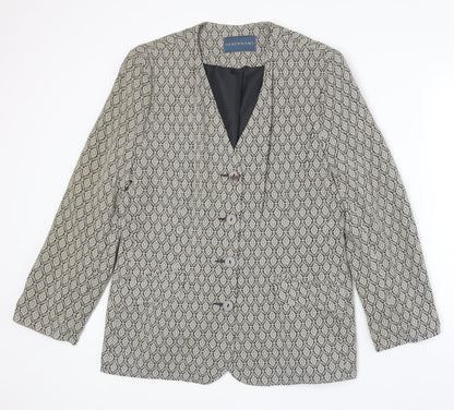 Debenhams Womens Beige Geometric Acetate Jacket Blazer Size 16