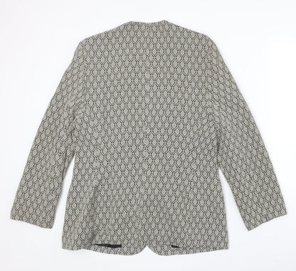 Debenhams Womens Beige Geometric Acetate Jacket Blazer Size 16