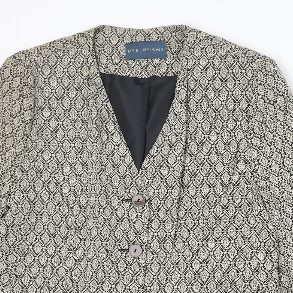 Debenhams Womens Beige Geometric Acetate Jacket Blazer Size 16