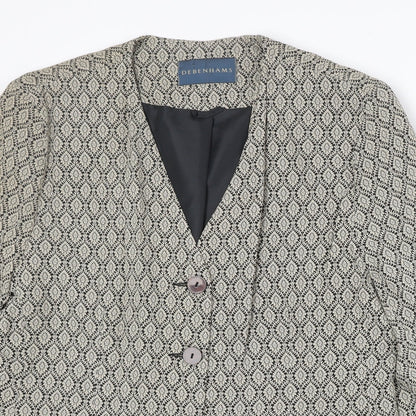 Debenhams Womens Beige Geometric Acetate Jacket Blazer Size 16