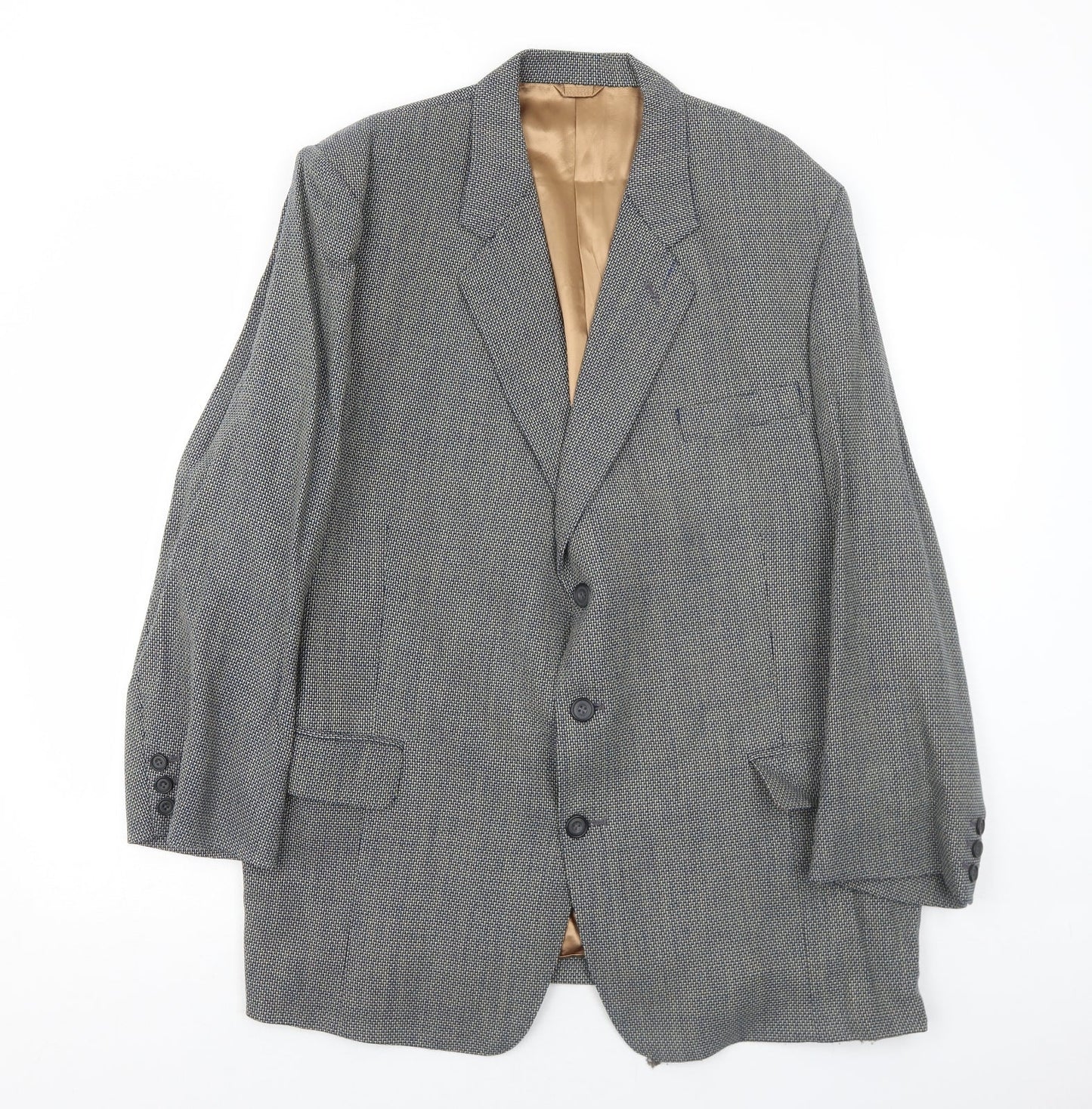 Bernard Gross Mens Grey Polyester Jacket Blazer Size 46 Regular