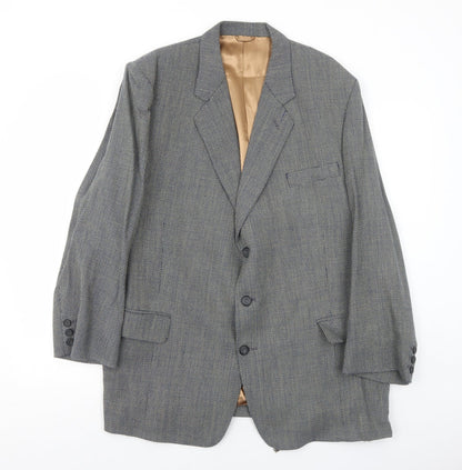 Bernard Gross Mens Grey Polyester Jacket Blazer Size 46 Regular
