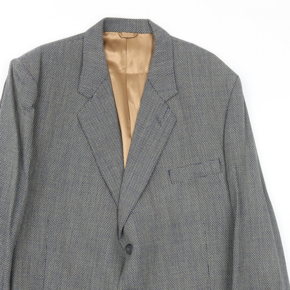 Bernard Gross Mens Grey Polyester Jacket Blazer Size 46 Regular