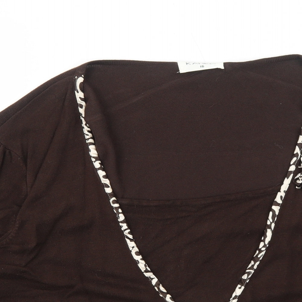 Womens UK Size 16 Kaliko Brown Cardigan Jumper