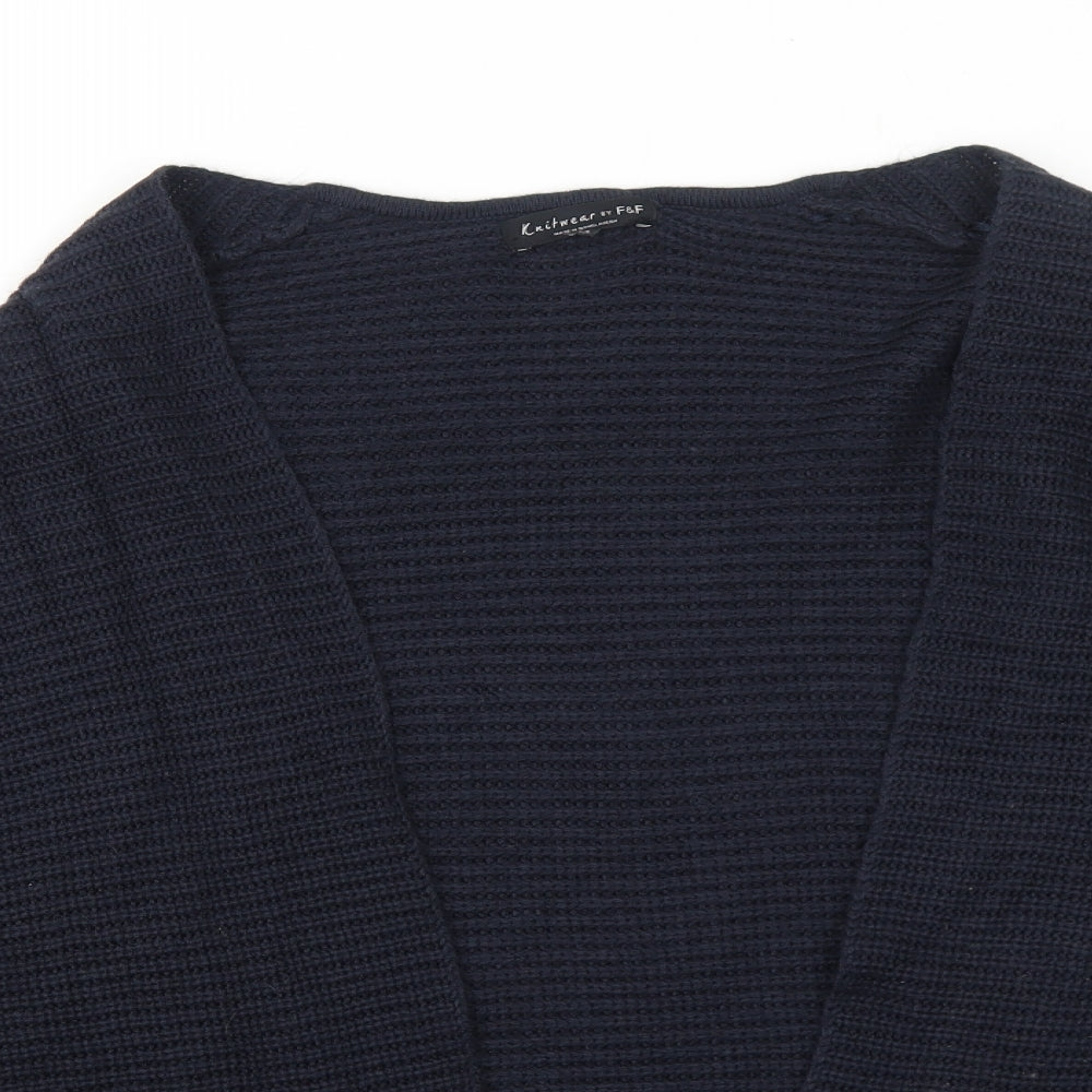 F&F Womens Blue V-Neck Acrylic Cardigan Jumper Size 8