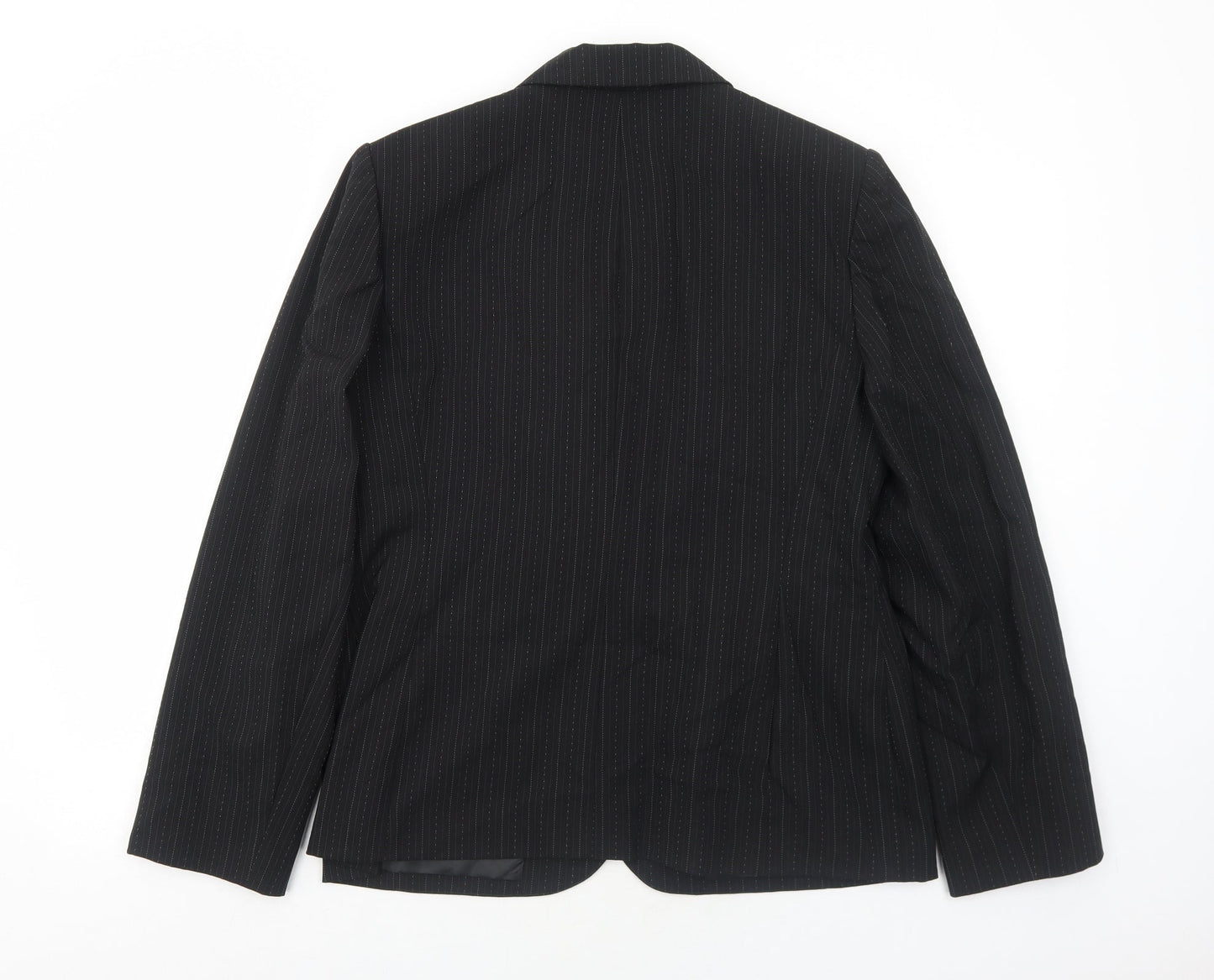 BHS Womens Black Striped Polyester Jacket Suit Jacket Size 16