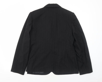 BHS Womens Black Striped Polyester Jacket Suit Jacket Size 16