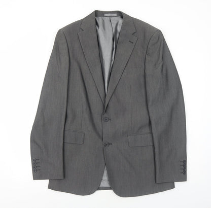 1860 Menswear Mens Grey Polyester Jacket Suit Jacket Size 38 Regular