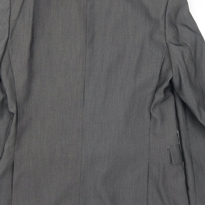 1860 Menswear Mens Grey Polyester Jacket Suit Jacket Size 38 Regular