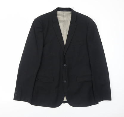 Mens UK Size 42 Topman Regular Black Suit Jacket