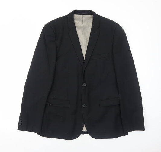 Mens UK Size 42 Topman Regular Black Suit Jacket