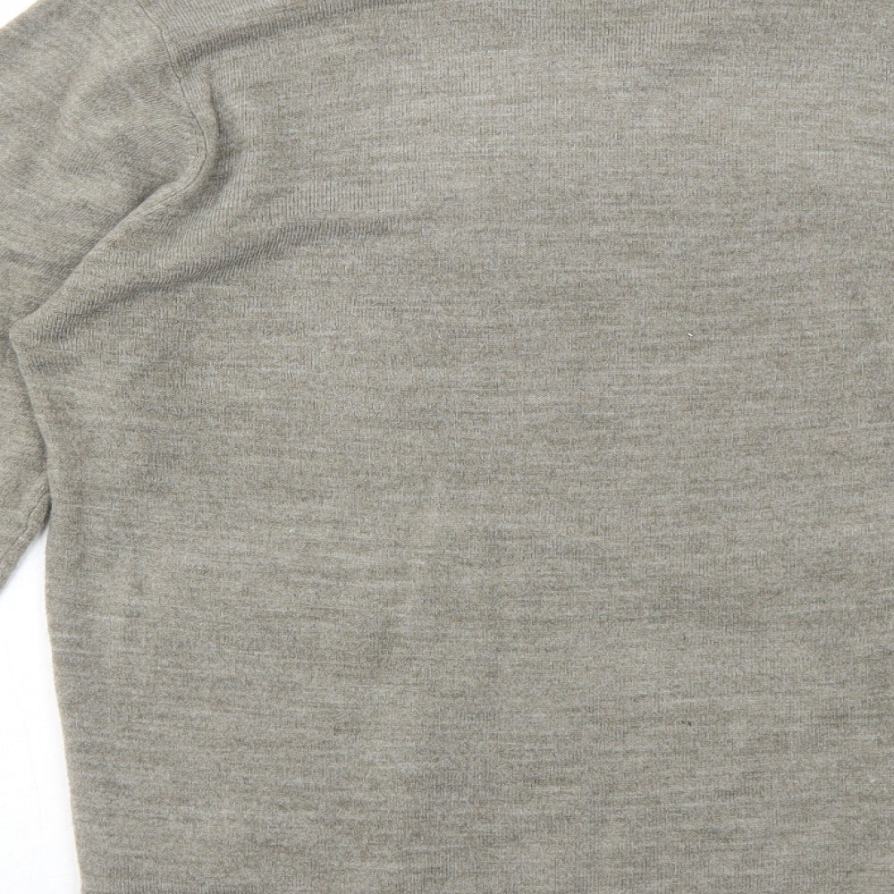 Marks and Spencer Mens Brown V-Neck Acrylic Pullover Jumper Size S Long Sleeve