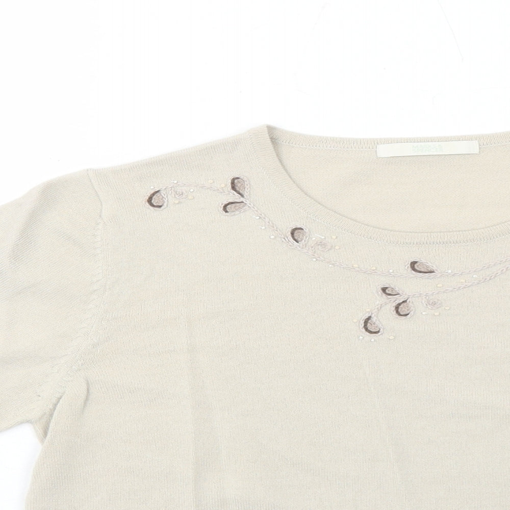Womens UK Size 16 Marks and Spencer Beige Pullover Jumper