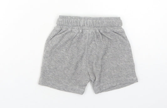 NEXT Baby Grey Cotton Cropped Trousers Size 12-18 Months Drawstring - Mickey Mouse