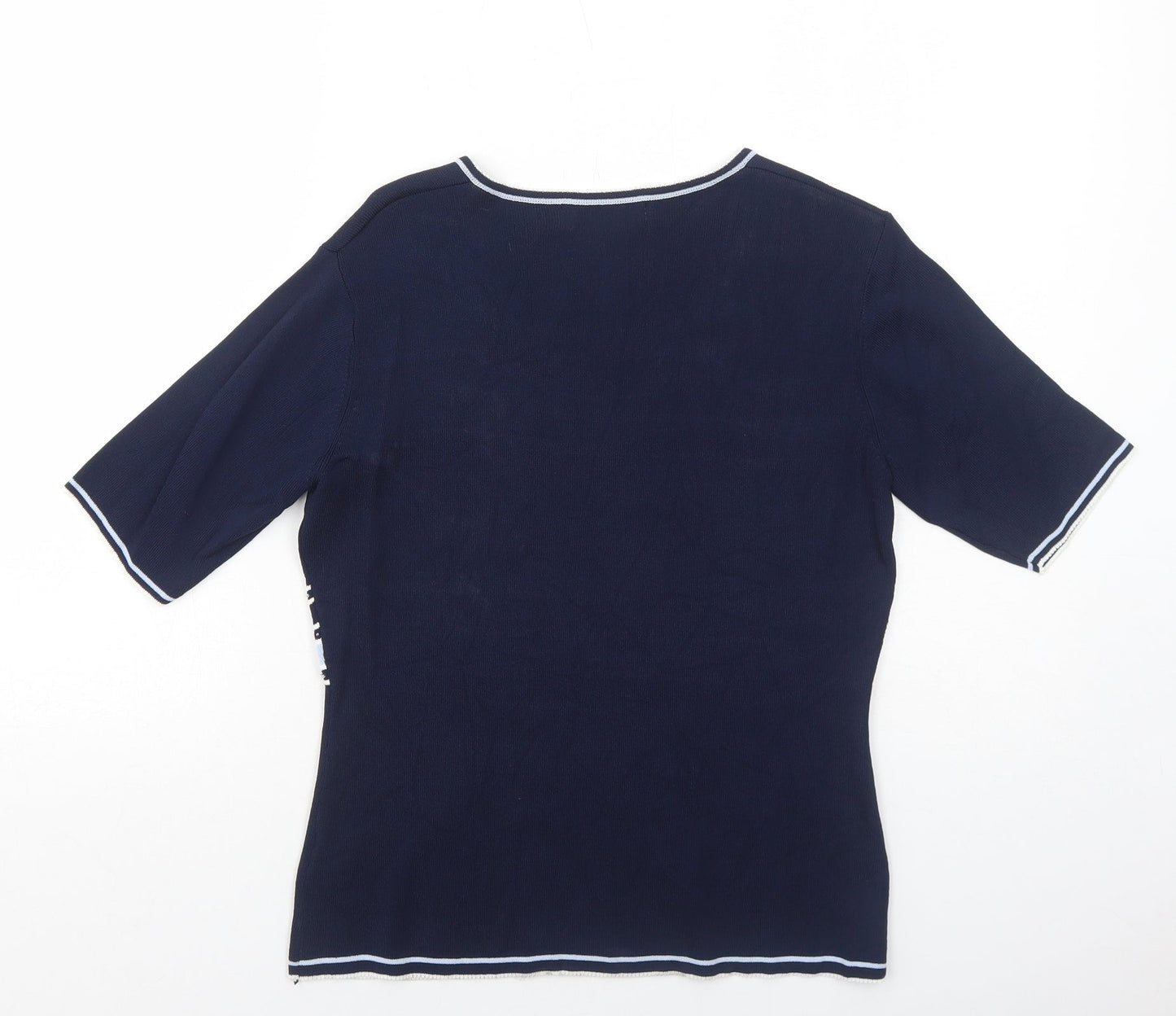 Joella Di Marco Womens Blue Square Neck Viscose Pullover Jumper Size S