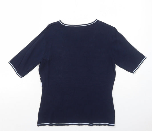 Joella Di Marco Womens Blue Square Neck Viscose Pullover Jumper Size S