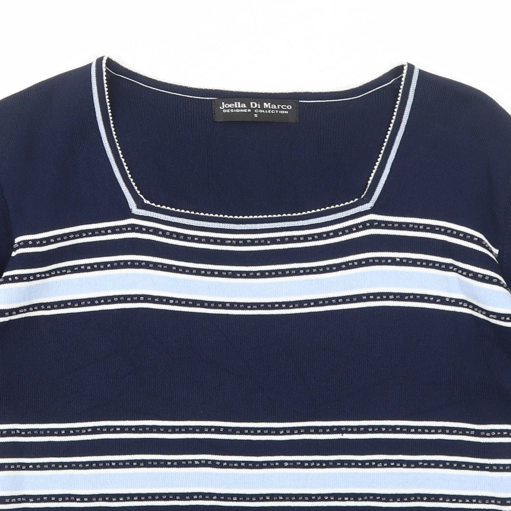 Joella Di Marco Womens Blue Square Neck Viscose Pullover Jumper Size S