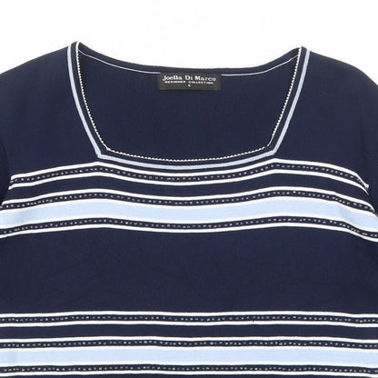 Joella Di Marco Womens Blue Square Neck Viscose Pullover Jumper Size S