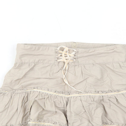 Pumpkin Patch Girls Brown Cotton A-Line Skirt Size 6 Years Regular Zip