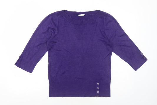 BHS Womens Purple Round Neck Acrylic Pullover Jumper Size 14
