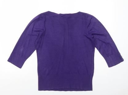 BHS Womens Purple Round Neck Acrylic Pullover Jumper Size 14