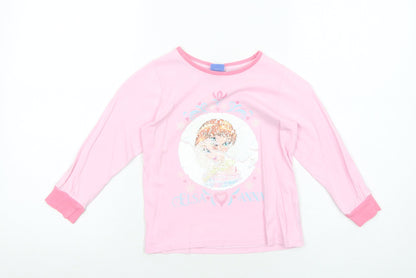 Disney Girls Pink Cotton Jersey T-Shirt Size 4-5 Years Round Neck Pullover - Frozen