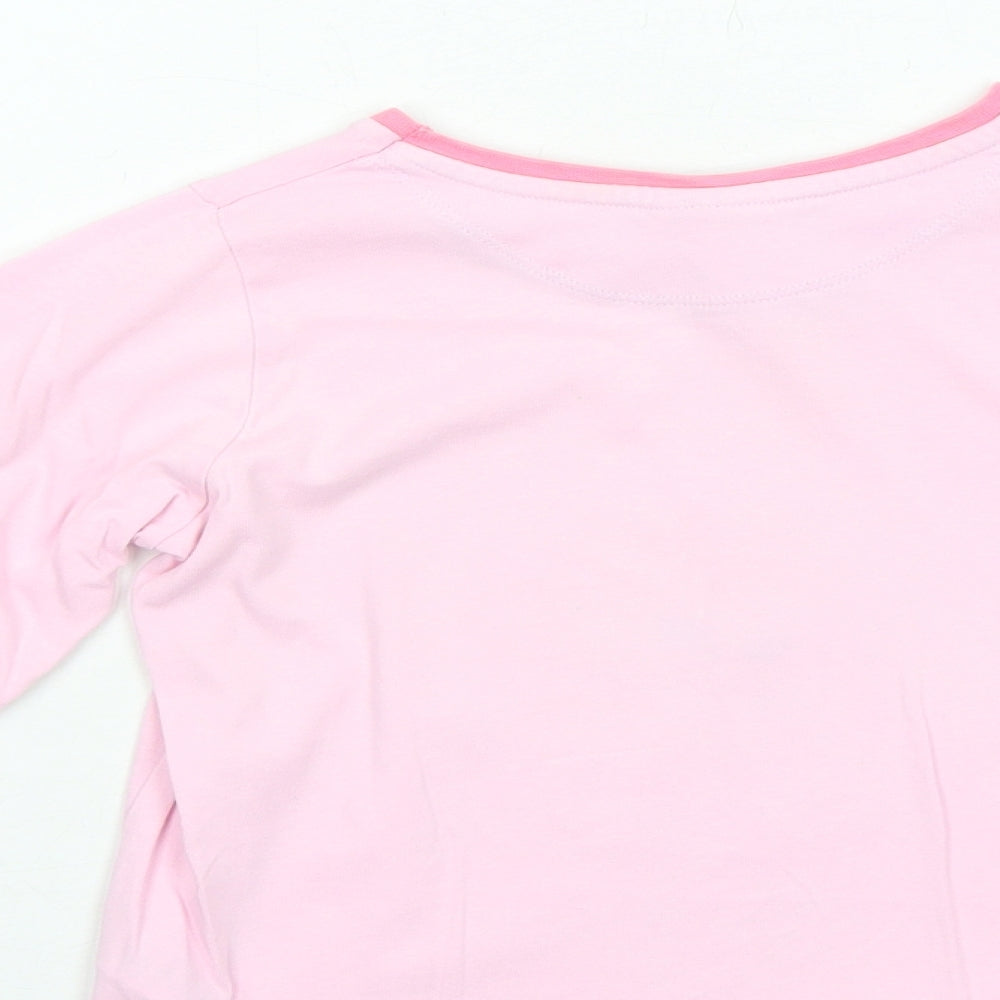 Disney Girls Pink Cotton Jersey T-Shirt Size 4-5 Years Round Neck Pullover - Frozen