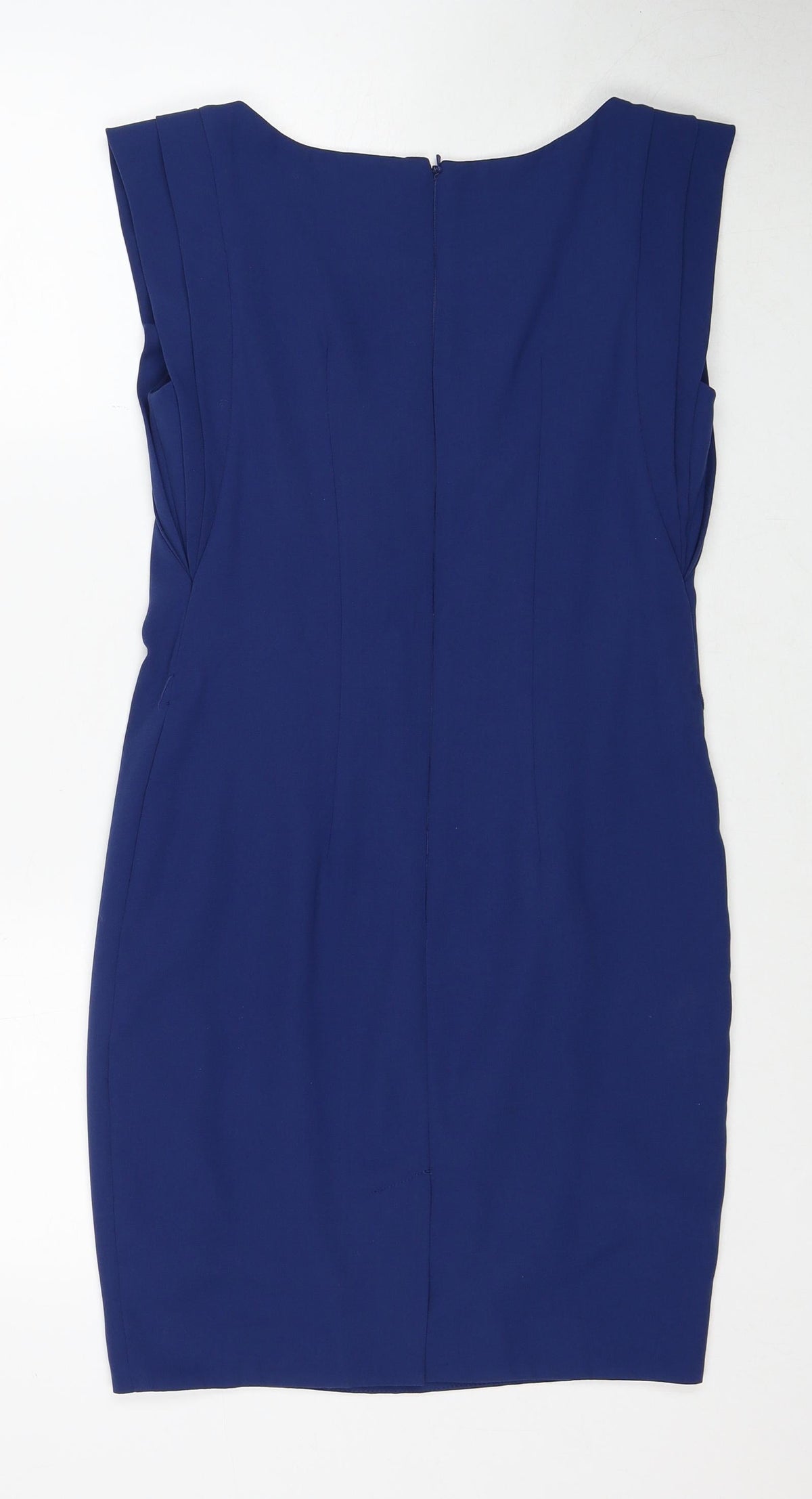 Warehouse Womens Blue Polyester A-Line Size 8 Round Neck Zip