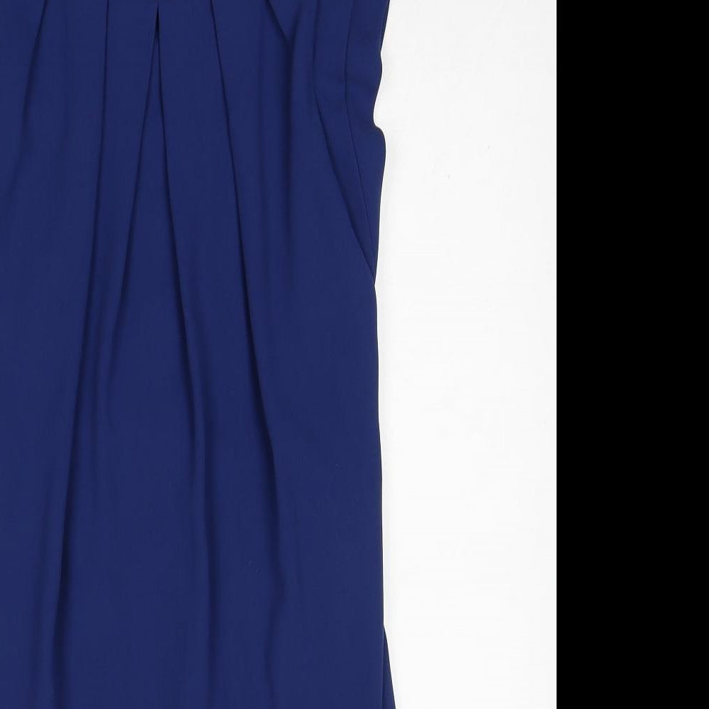 Warehouse Womens Blue Polyester A-Line Size 8 Round Neck Zip