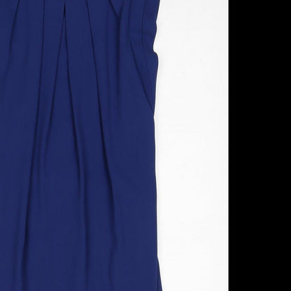 Warehouse Womens Blue Polyester A-Line Size 8 Round Neck Zip