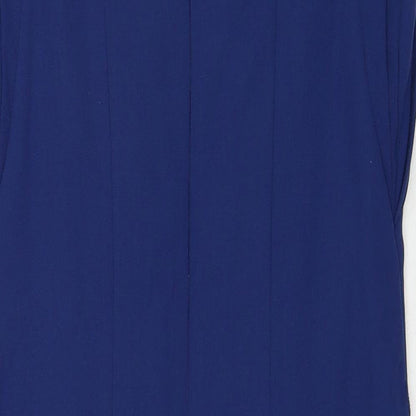 Warehouse Womens Blue Polyester A-Line Size 8 Round Neck Zip