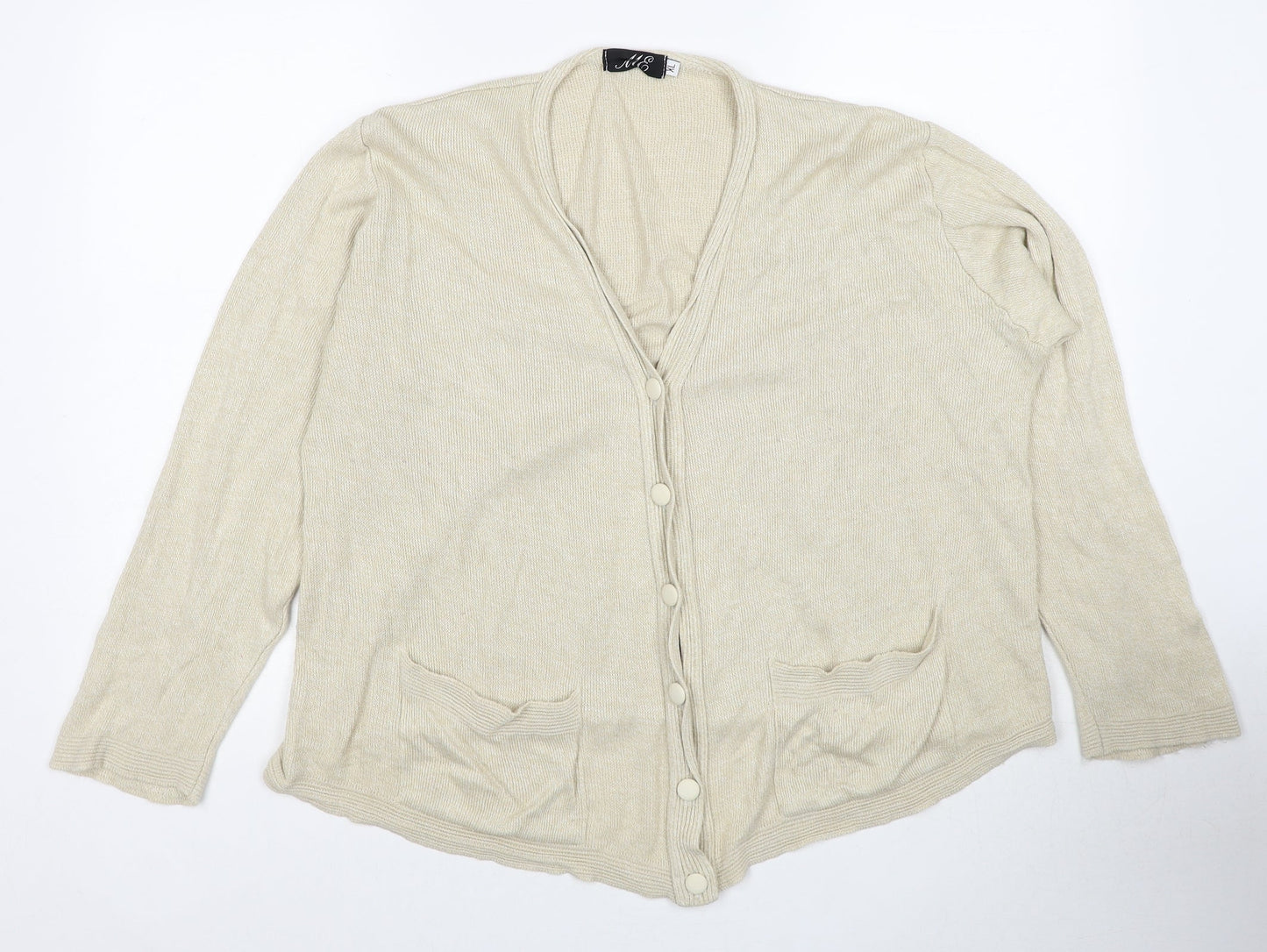 Womens UK Size XL ME Beige Cardigan Jumper