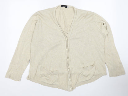 Womens UK Size XL ME Beige Cardigan Jumper