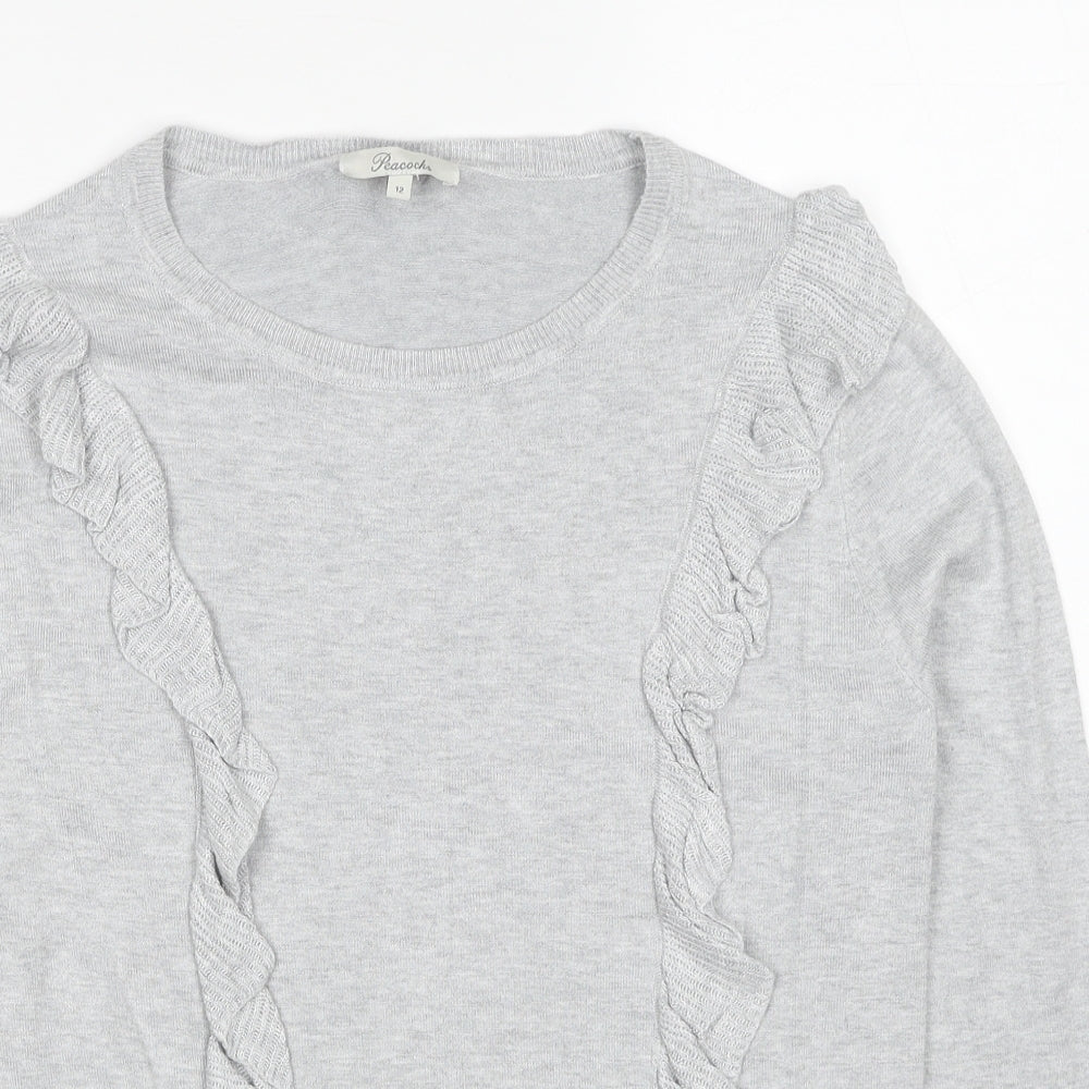 Womens UK Size 12 Peacocks Grey Pullover Jumper