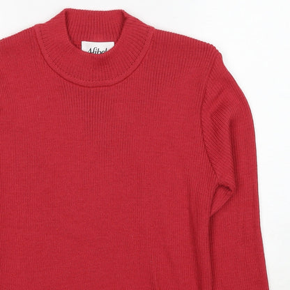 Afibel Womens Red Mock Neck Acrylic Pullover Jumper Size 10