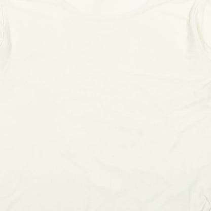 Sonic Womens Ivory Polyester Basic T-Shirt Size 16 Boat Neck - Floral Detail
