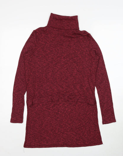 Bershka Girls Red Roll Neck Viscose Pullover Jumper Size S Pullover