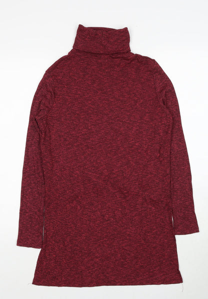 Bershka Girls Red Roll Neck Viscose Pullover Jumper Size S Pullover
