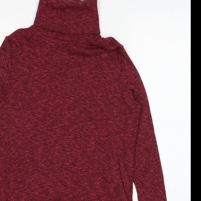 Bershka Girls Red Roll Neck Viscose Pullover Jumper Size S Pullover